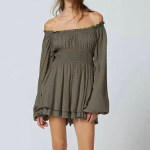Urban Outfitters Rosie Clip Dot Smocked Romper